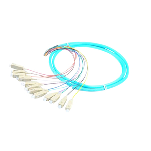 50&125 OM4 OM3 Optical Fiber Pigtail SC 12 Fiber Optic Jumper Cable With PVC Jacket