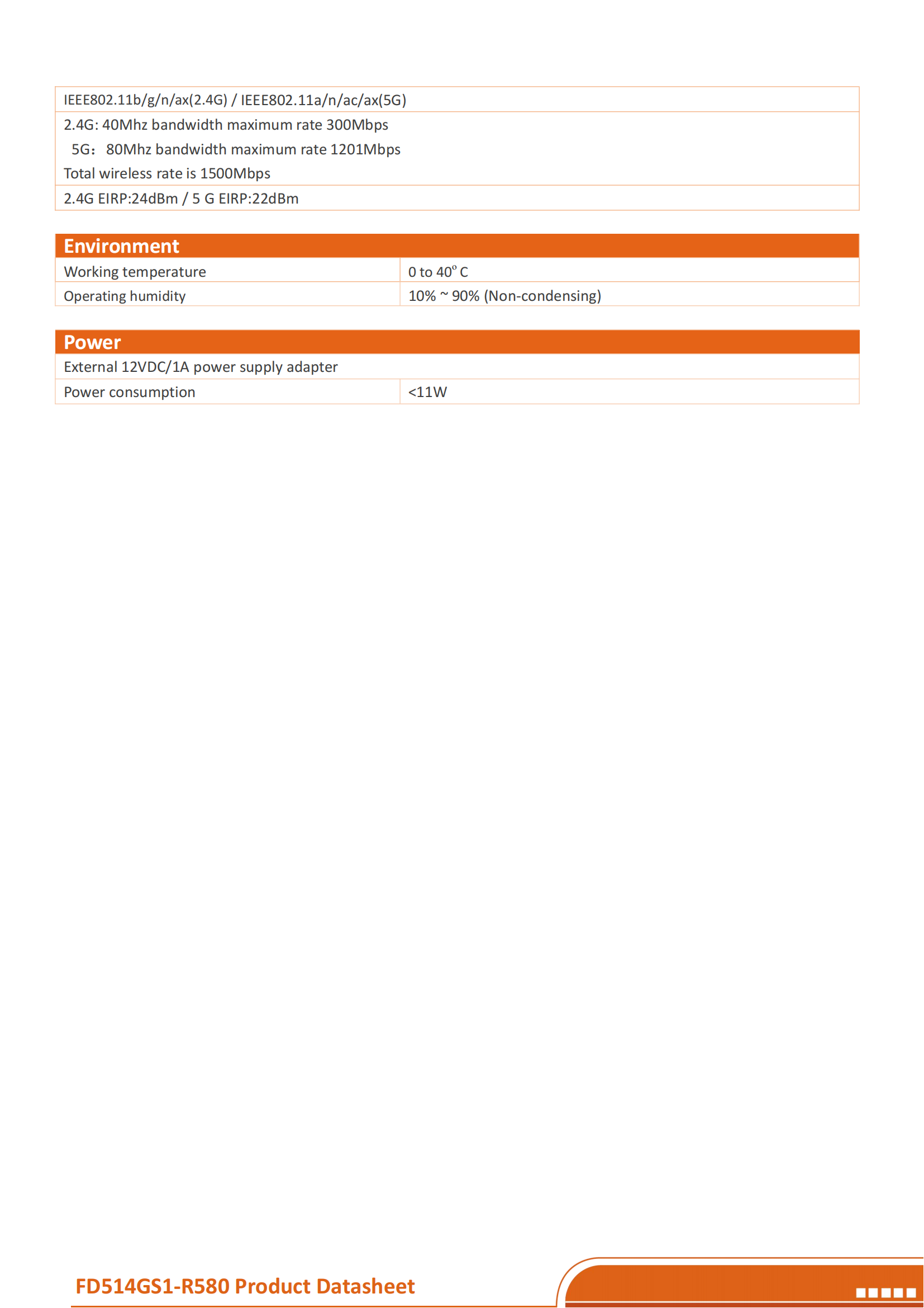 XPON ONU--FD514GS1-R580(4GE+2WIFI6(AX1500))datasheet-v4.0_03