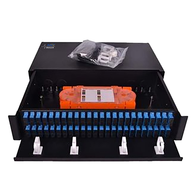Slim 1U Fiber Optic Patch Panel 96 Cores Sliding Open SC Type For LAN / WAN