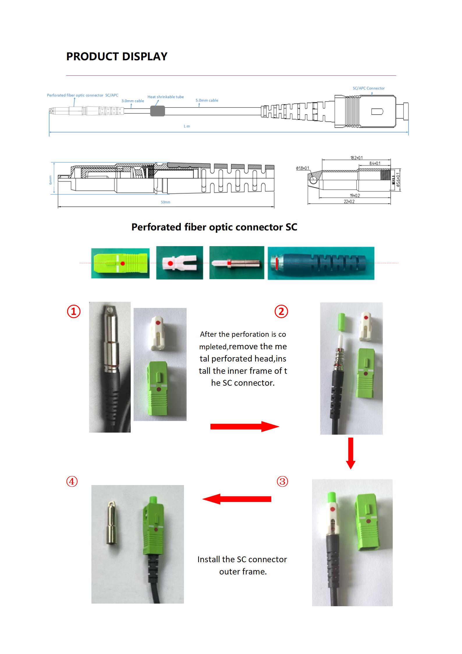Perforated fiber optic connector (6&times;50mm) PFC 5.0mm SCAPC -SCAPC Simplex G657A LSZH_02