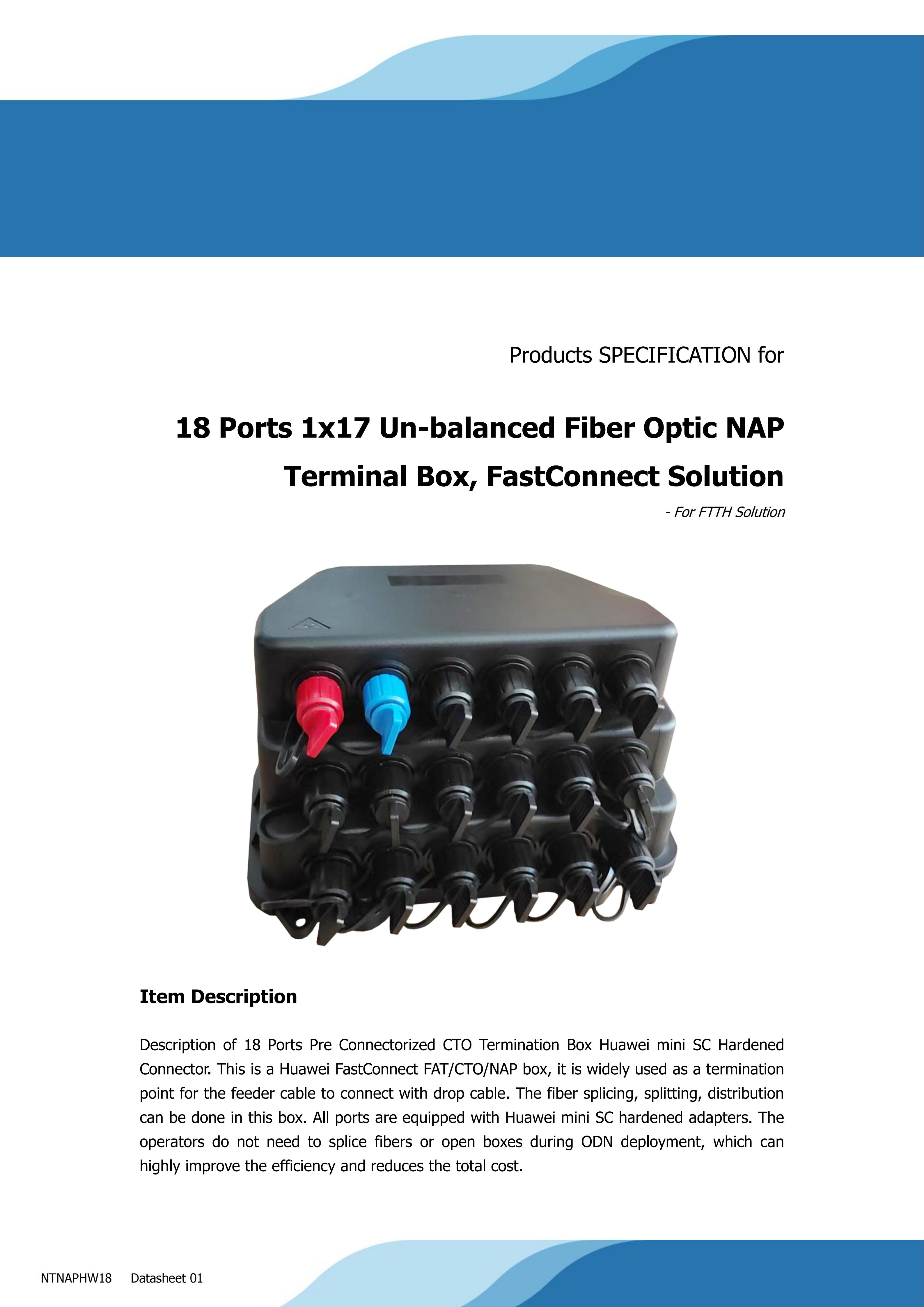 18 Ports 1x17 Un-balanced Fiber Optic NAP Terminal Box, FastConnect Solution_01