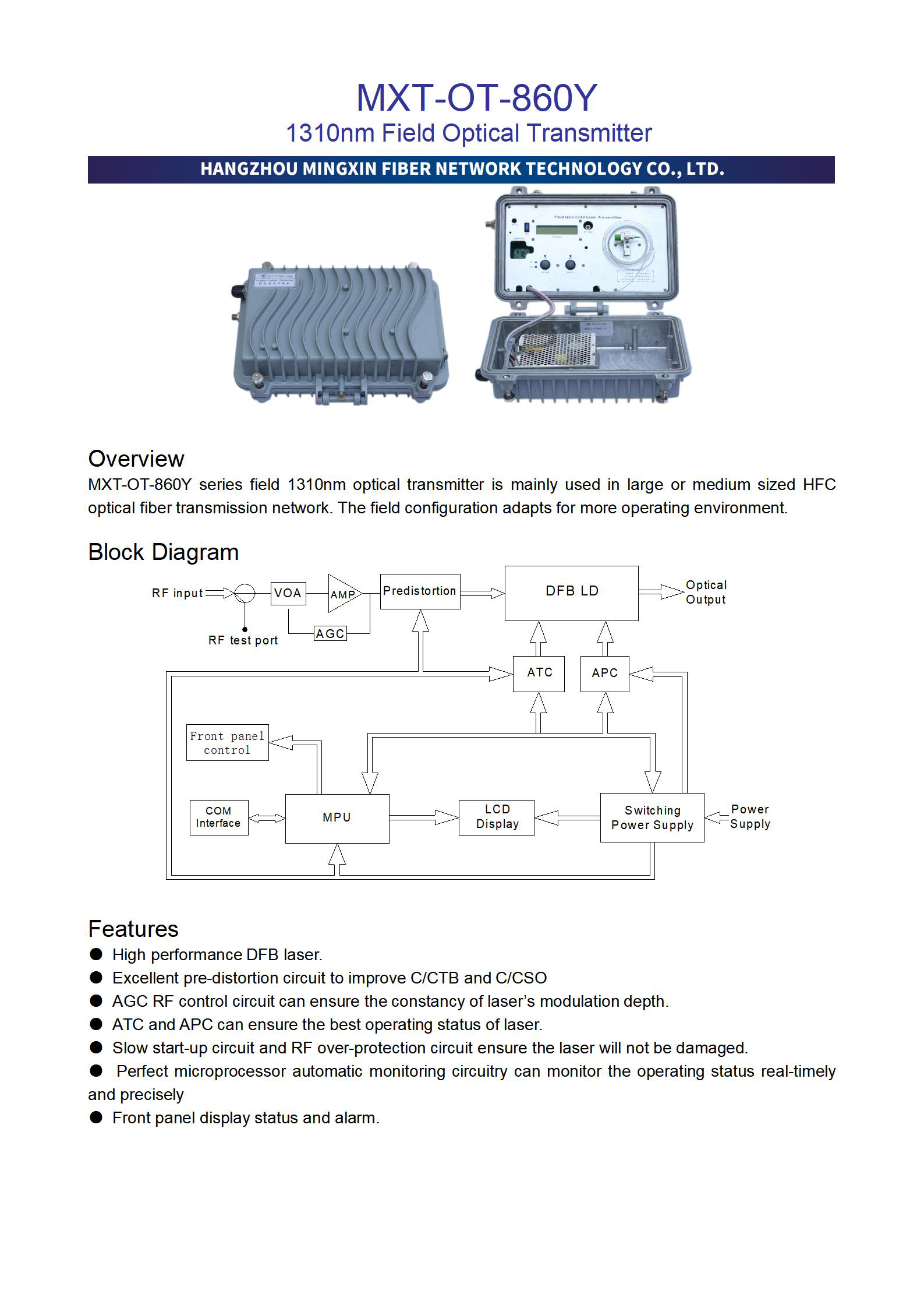 MXT-OT-860Y 1310nm field optical transmitteroptical transmitter_01