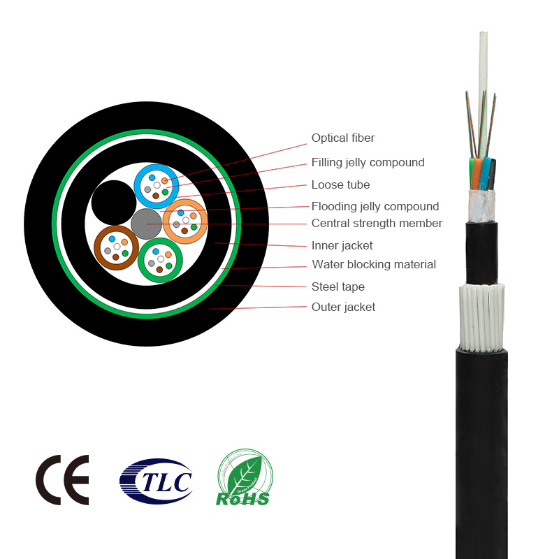 FADSS non-metal self-supporting rat-bite and bird-proof piping cable 24 Core Armored Optic Fiber Cable