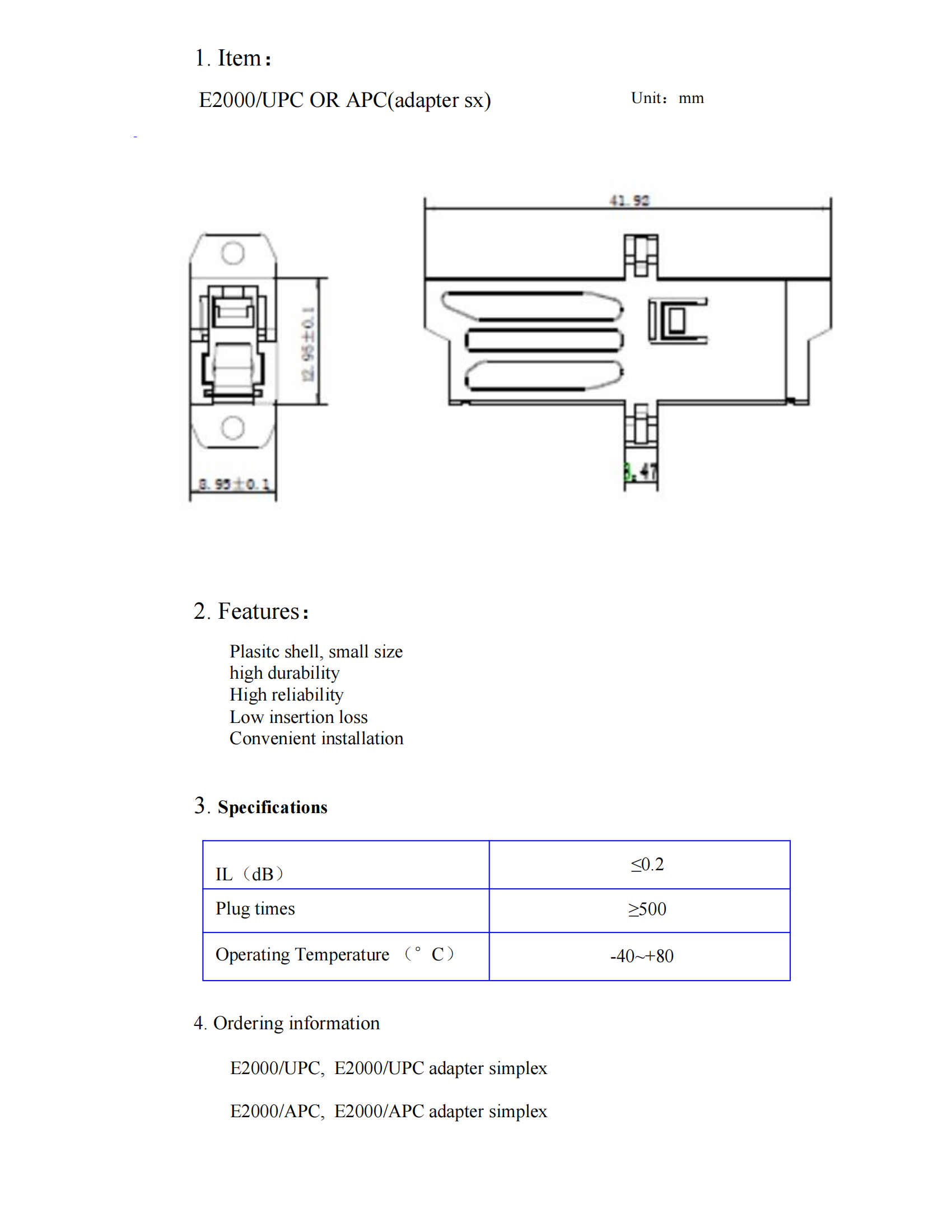 E2000 Adapter Simplex_01