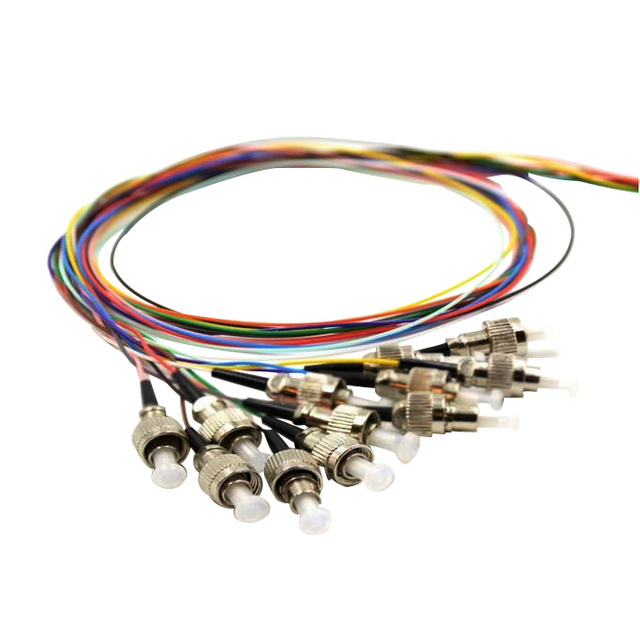 3 Meters Fiber Optic Pigtails Aqua OM2 / OM3 FC 12 Jacketed MM5010Gb For FTTH