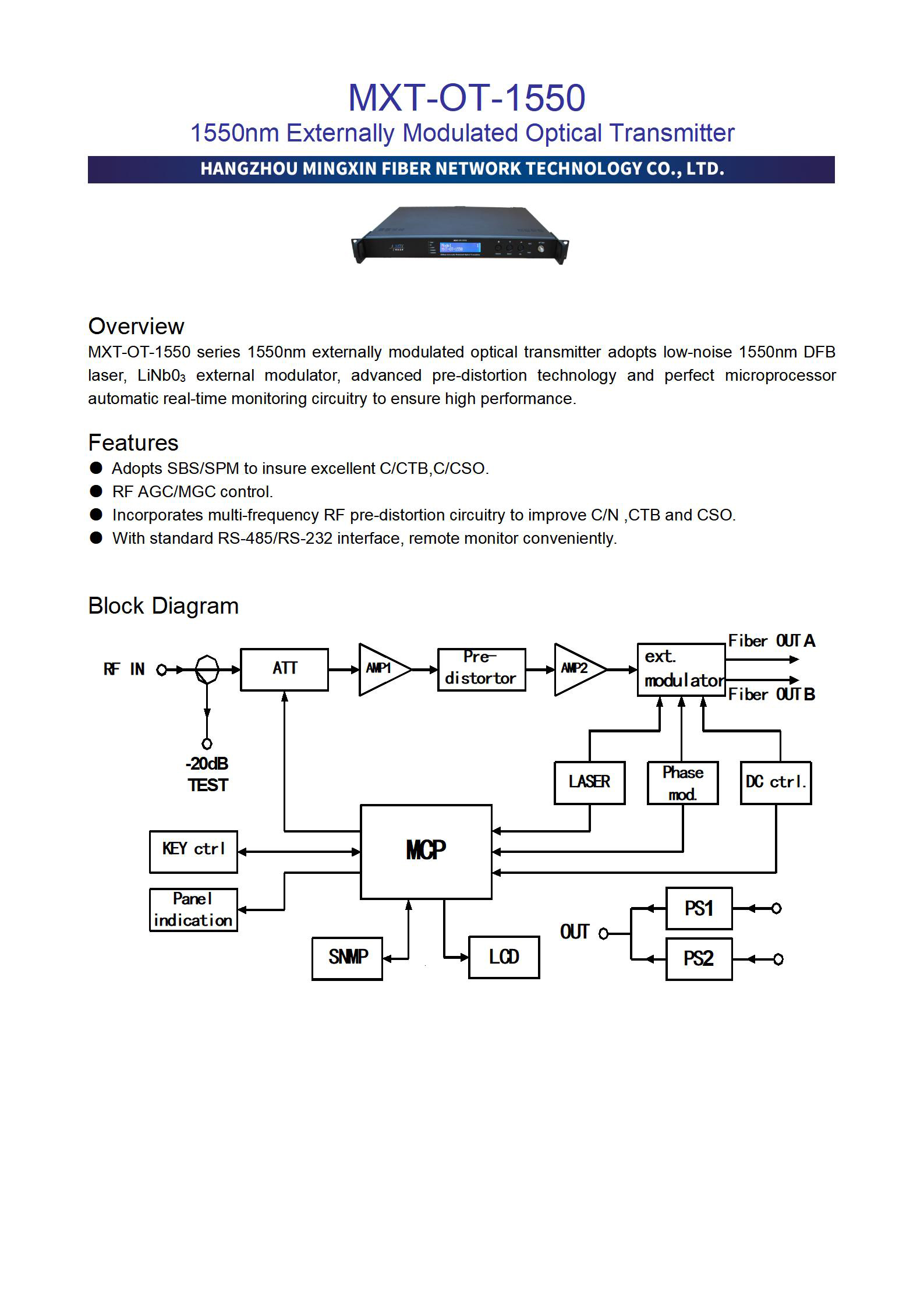 MXT-OT-1550 1550nm externally modulated optical transmitter_01