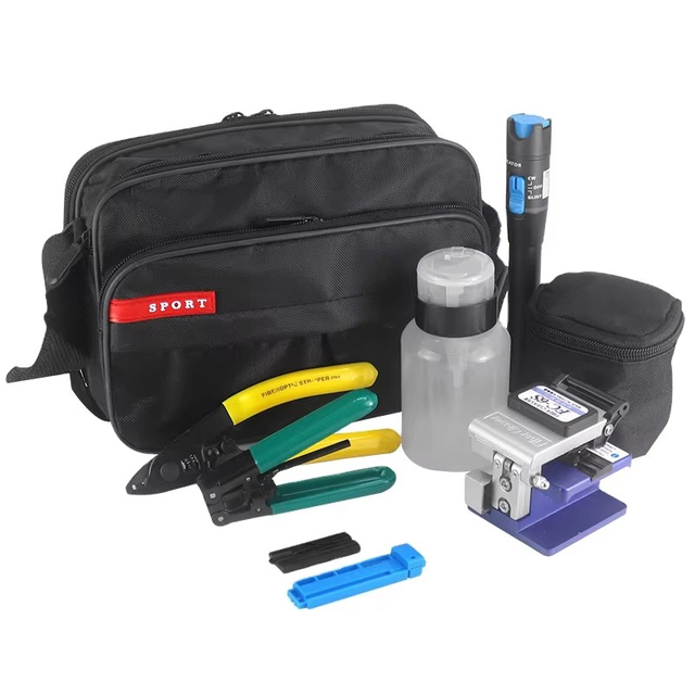 FTTH Tool Kit with VFL Optical Power Meter and FC-6S Cleaver for Fiber Connection
