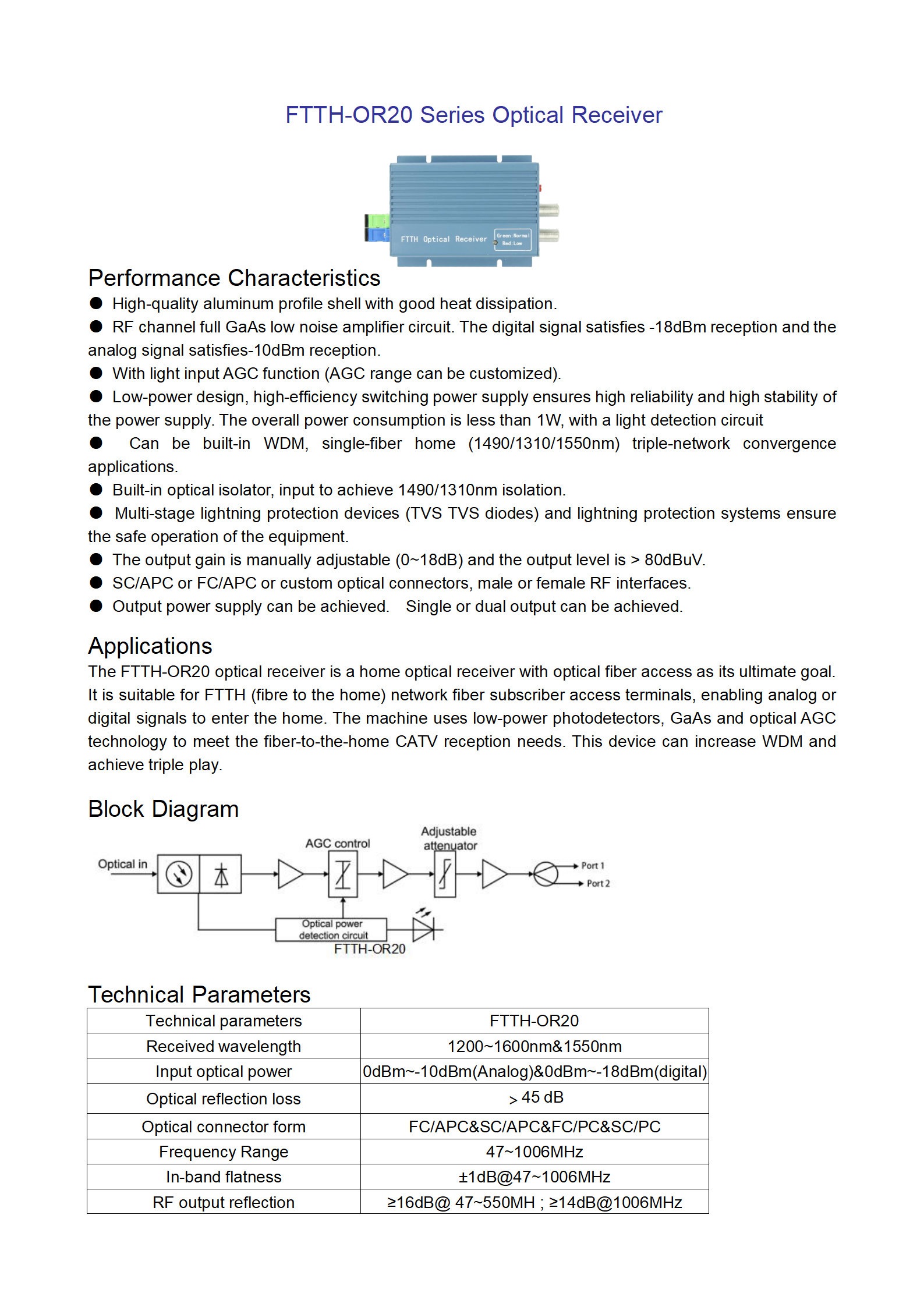 FTTH-OR20 Series Optical Receiver_01