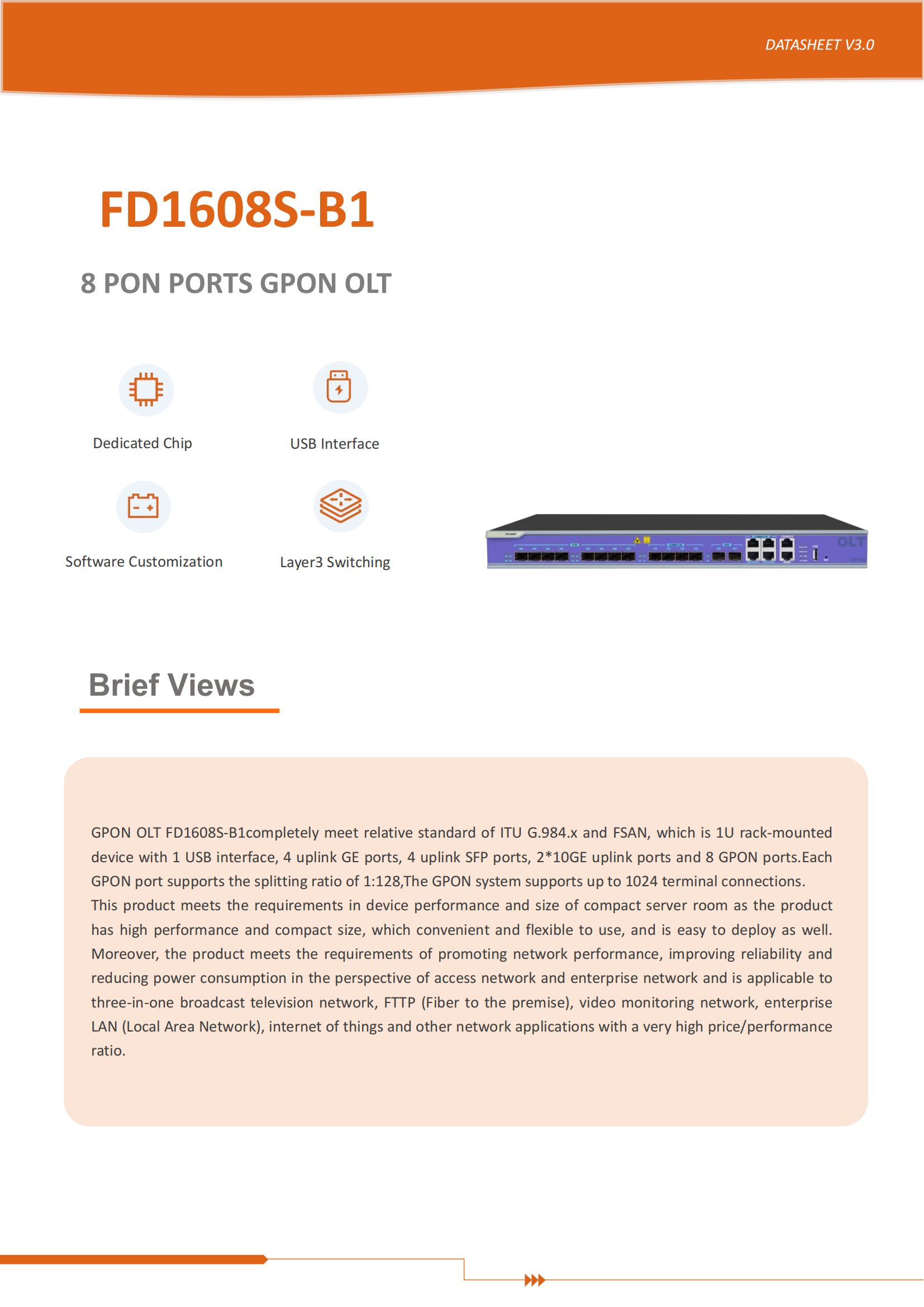 FD1608S-B1 GPON OLT Datasheet-V3.0_00