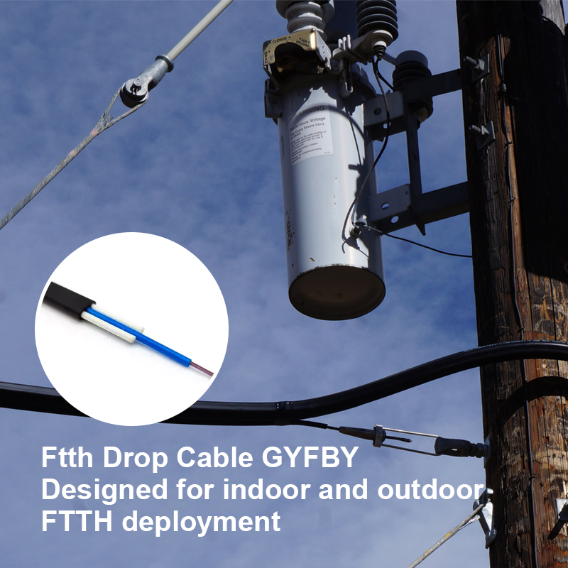 GYFBY outdoor FRP reinforced self-supporting 2/6/8/12-core FTTH cable Fiber optic drop cable flat-type