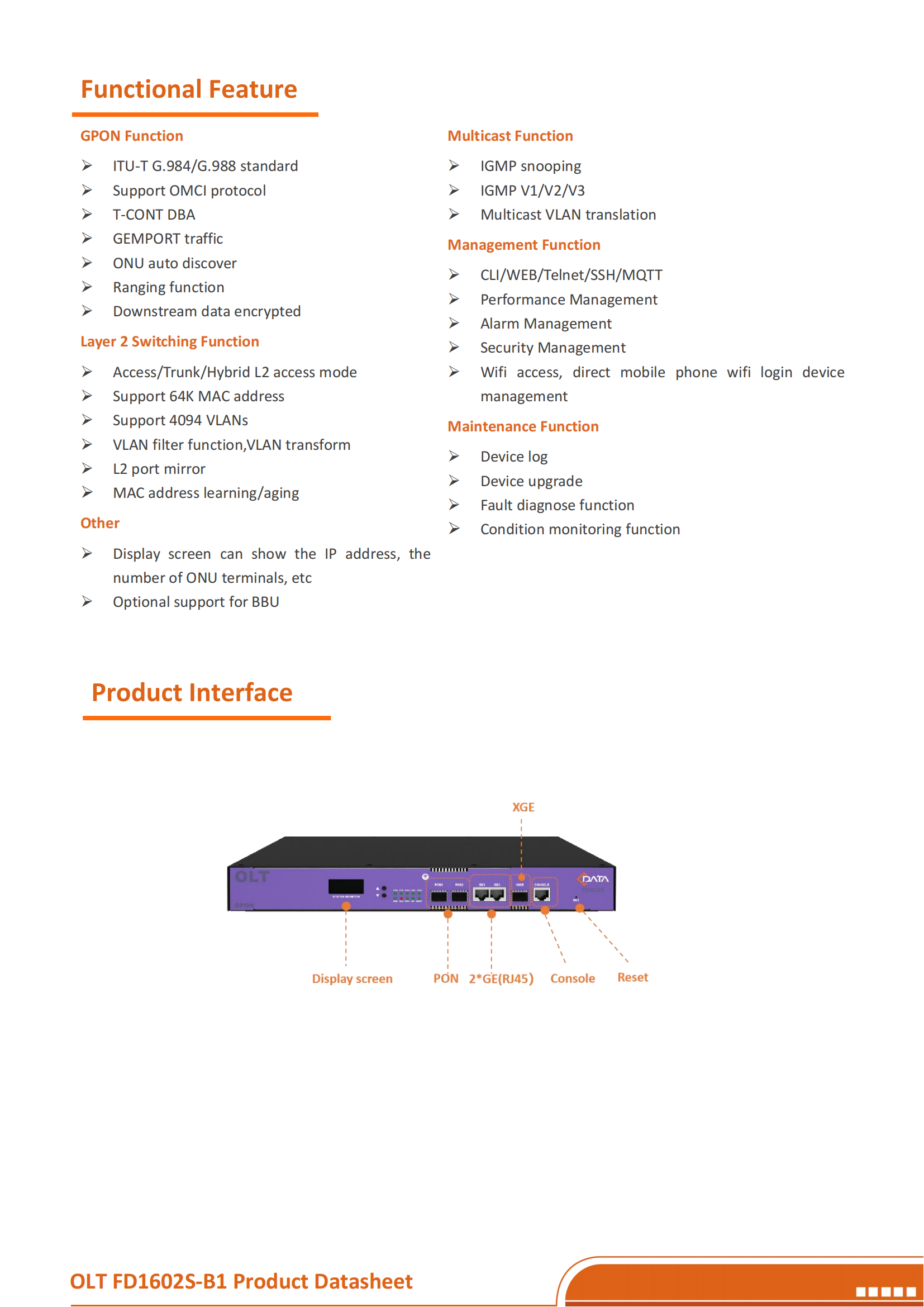 FD1602S-B1&nbsp;GPON&nbsp;OLT&nbsp;Datasheet-V4.0_01