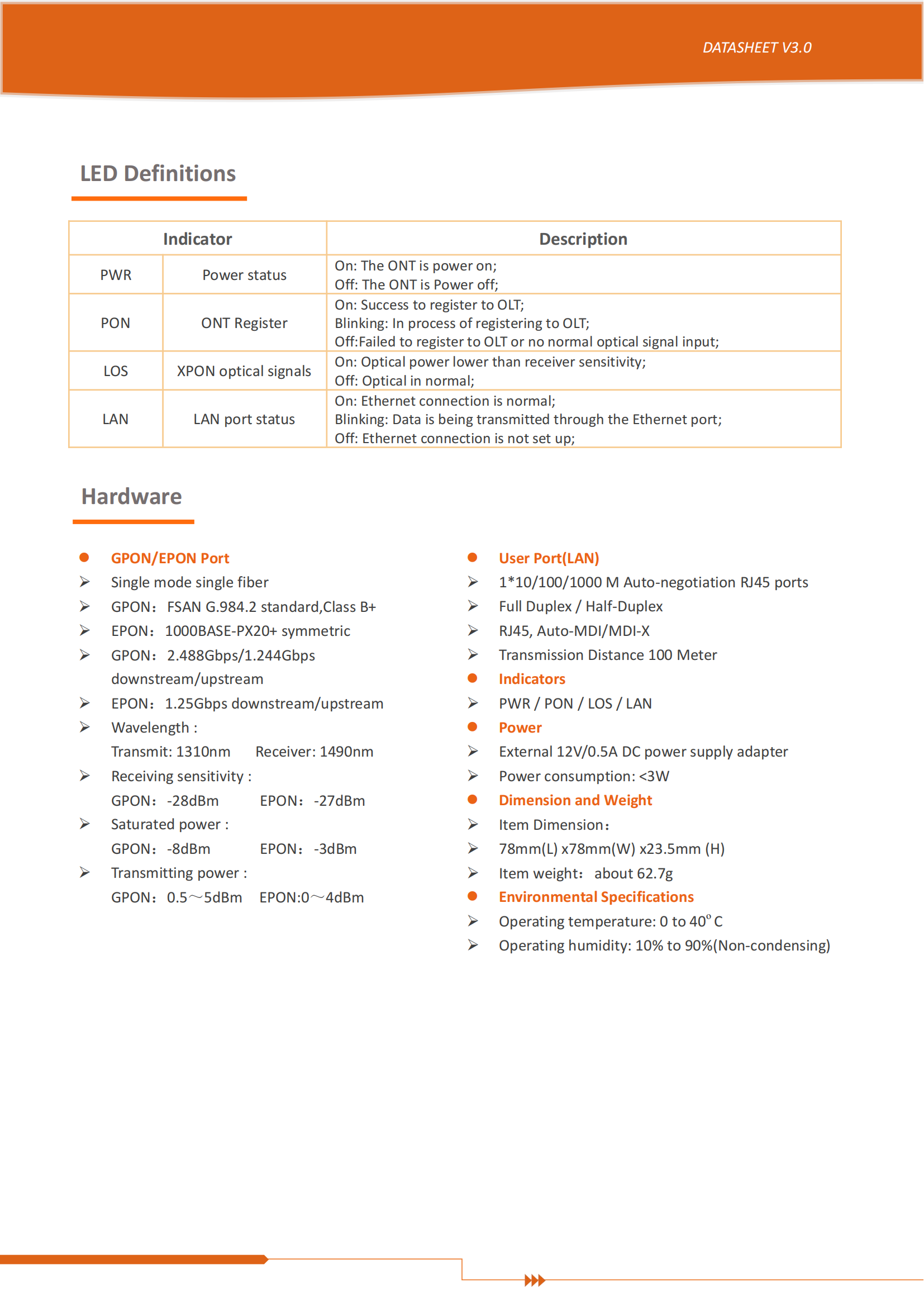 XPON ONU--FD511G-X-F660(1ge)datasheet-v3.0_02