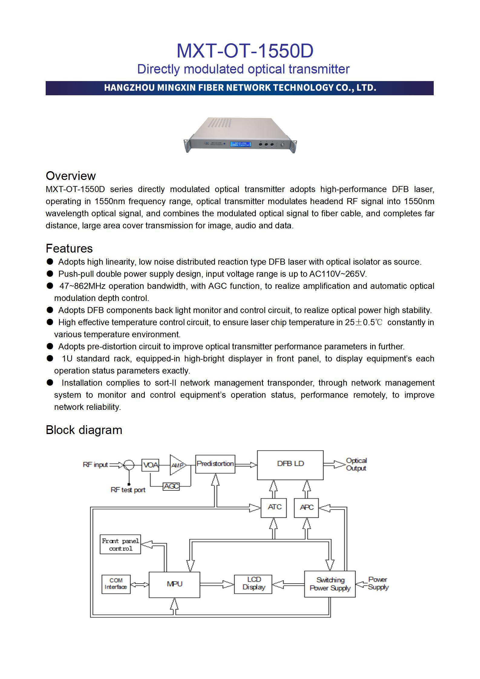 MXT-OT-1550D 1550nm Directly modulated optical transmitter_01