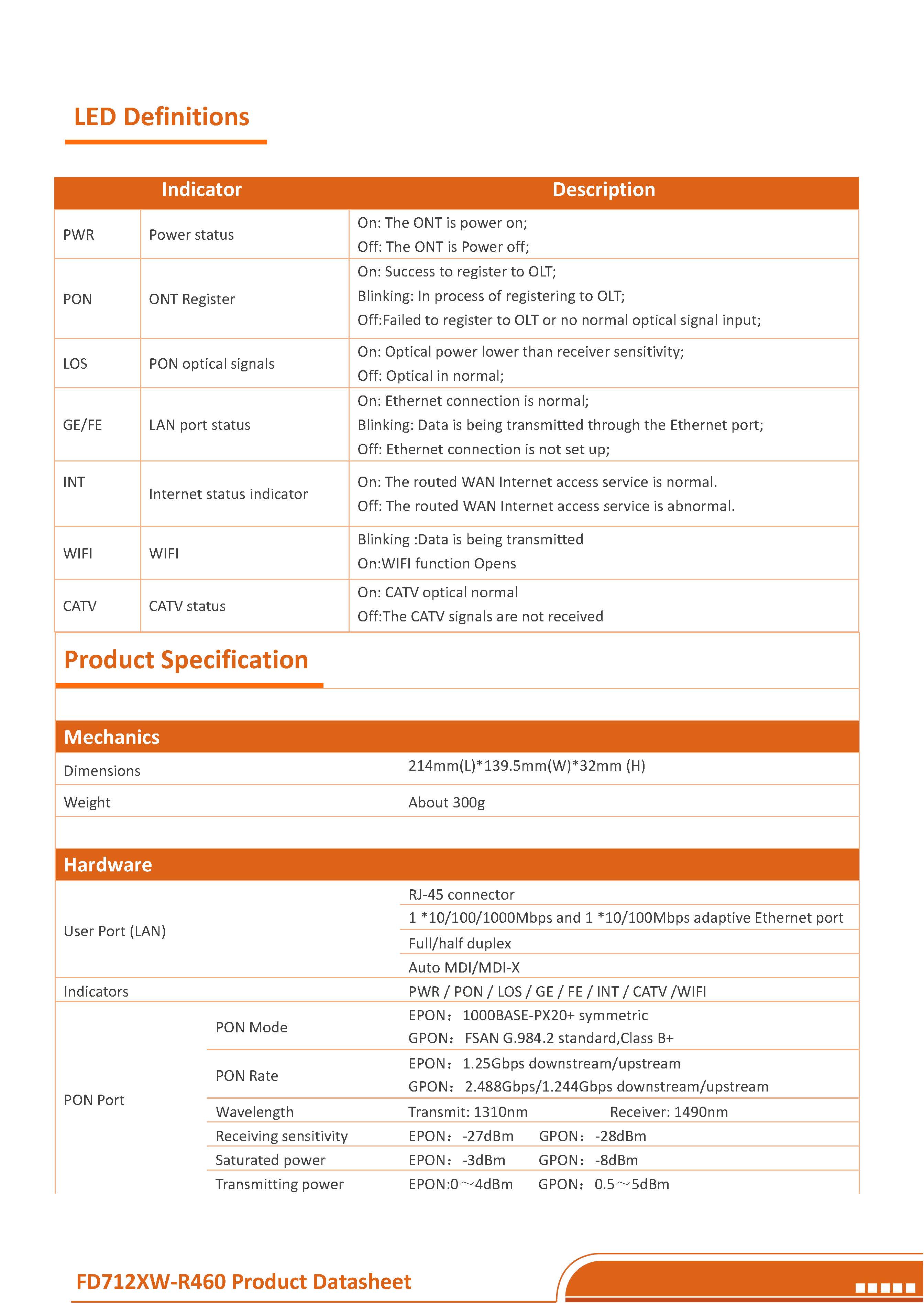 CDATA-XPON ONU--FD712XW-R460(1GE+1FE+CATV+WIFI)datasheet-v4.0_页面_3