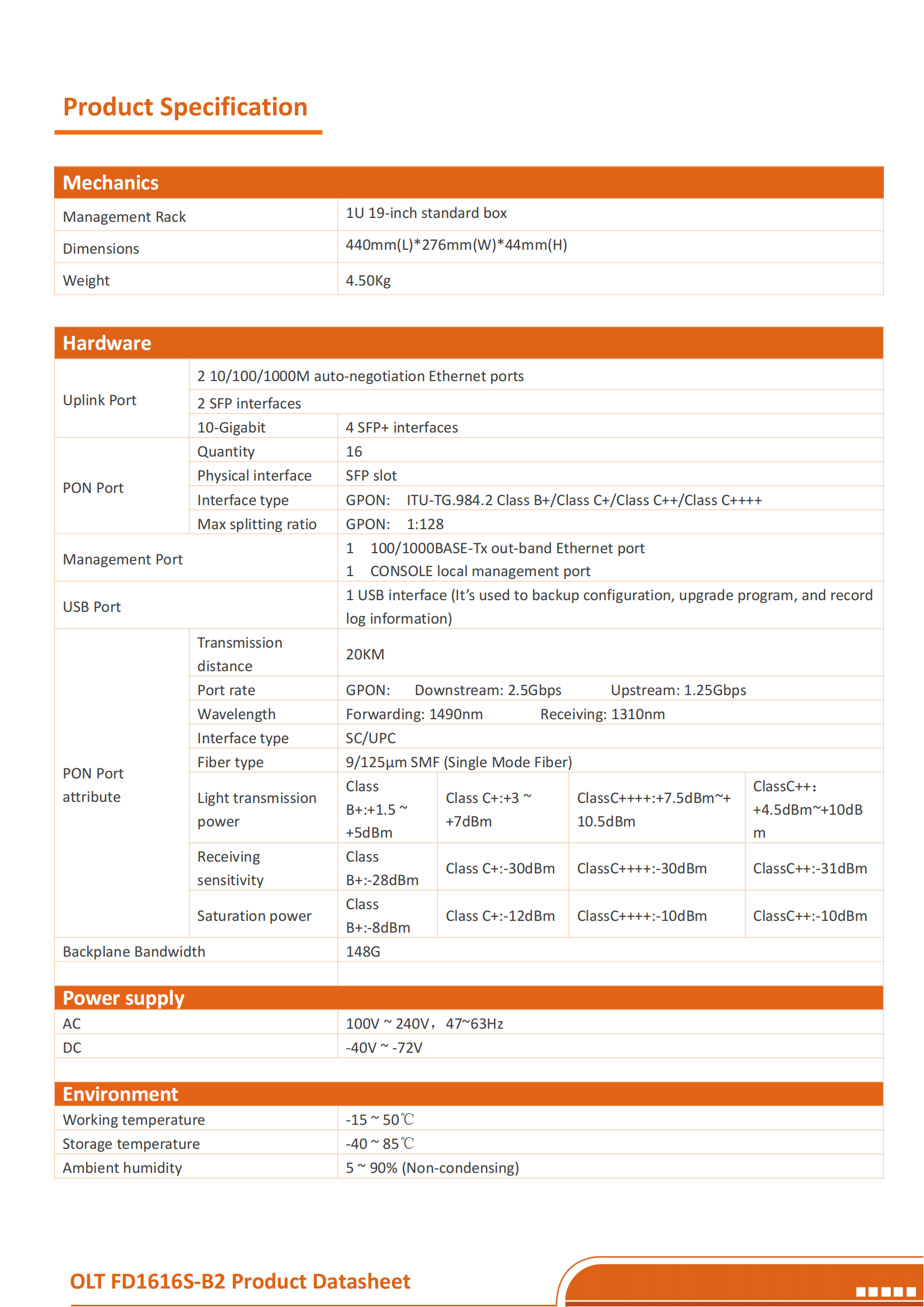 FD1616S-B2&nbsp;GPON&nbsp;OLT&nbsp;Datasheet-V4.0_02