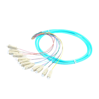 50 / 125 OM4 OM3 Optical Fiber Pigtail SC 12 Fiber Optic Jumper Cable With PVC Jacket