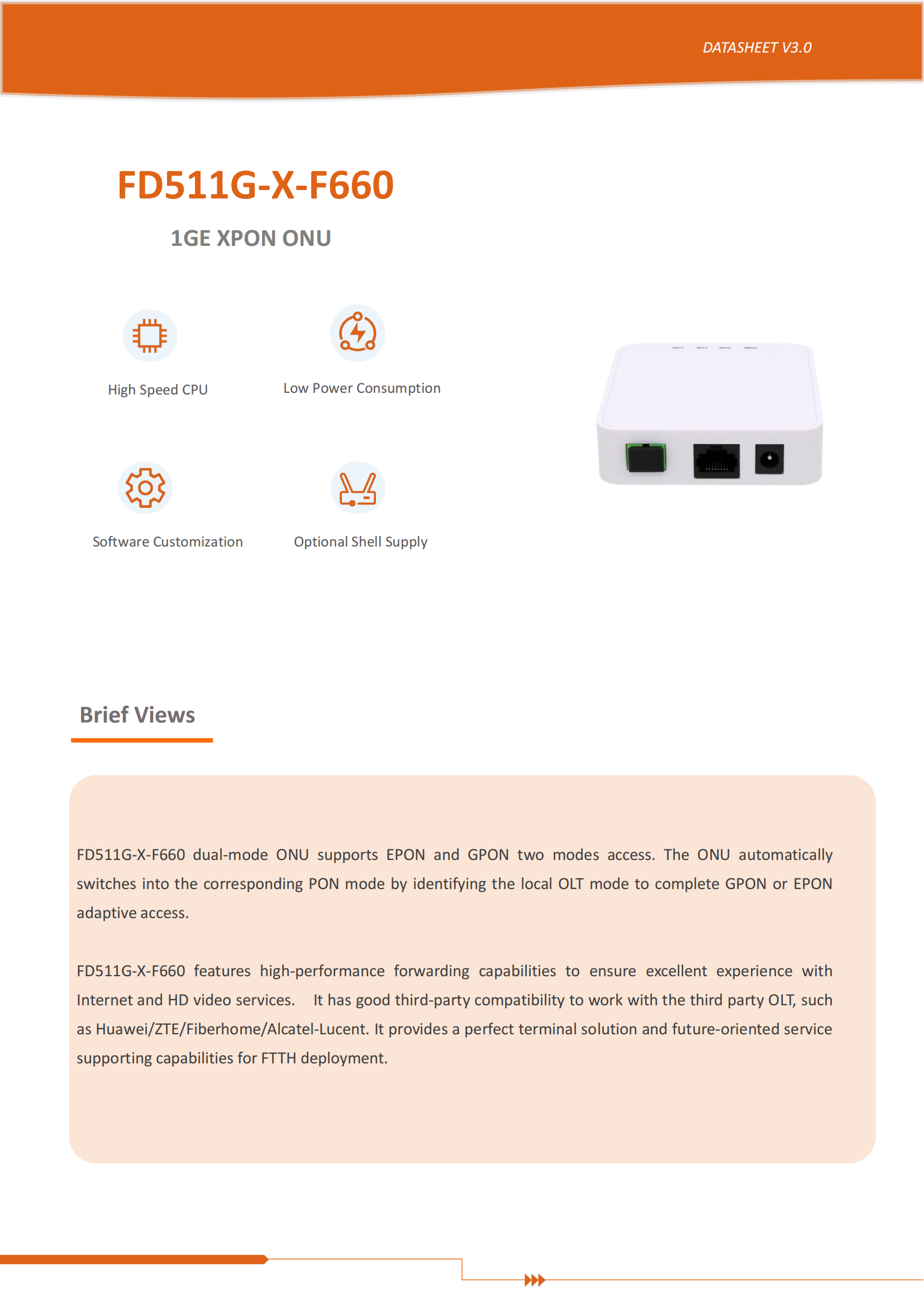 XPON ONU--FD511G-X-F660(1ge)datasheet-v3.0_00