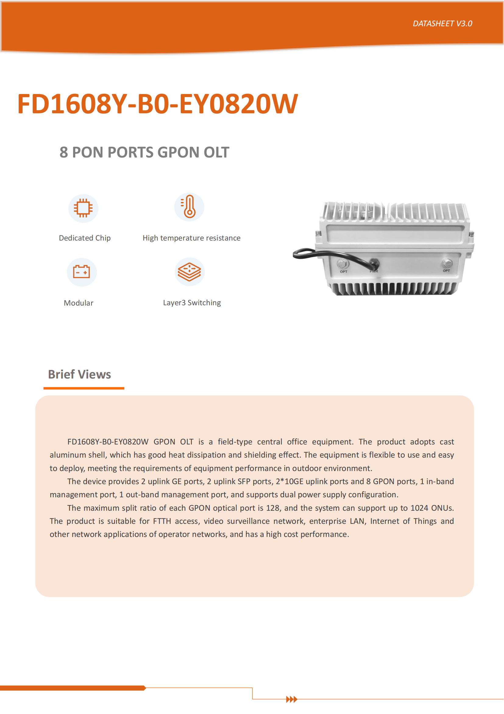 FD1608Y-B0-EY0820W GPON OLT datasheet-V3.0_00