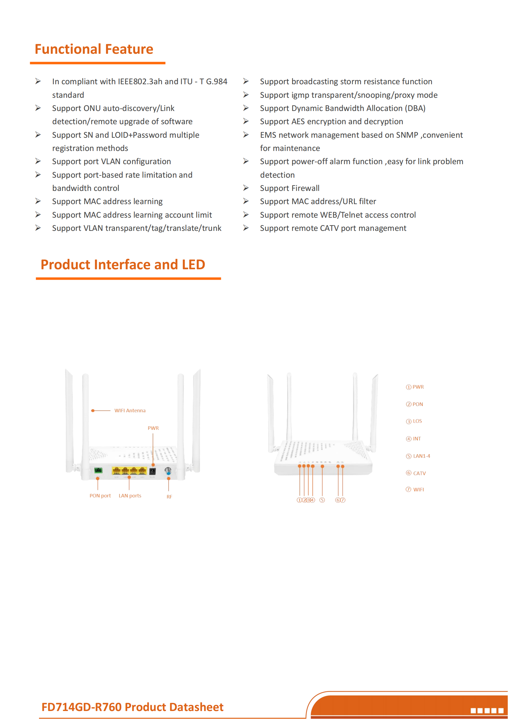 XPON ONU--FD714GD-R760(4GE+CATV+2WIFI）datasheet-v4.0_01