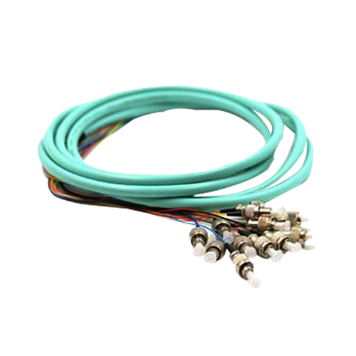 3 Meters Fiber Optic Pigtails Aqua OM2 / OM3 FC 12 Jacketed MM5010Gb For FTTH