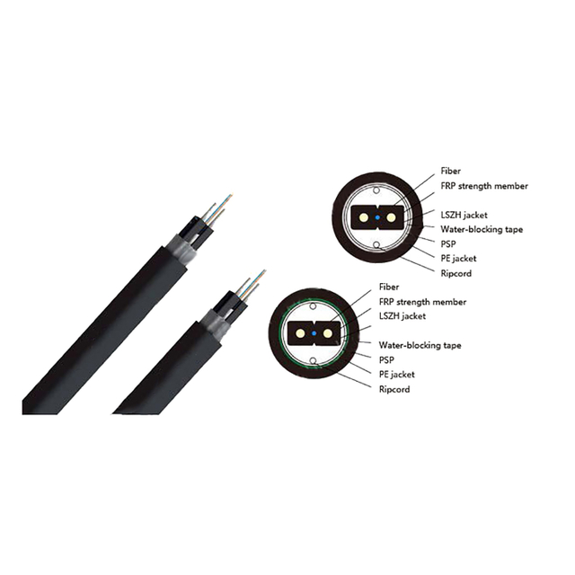 FTTH outdoor 1/2/4/8/12 coresG652D/G657A1/2 single mode GJXFHA duct drop cable